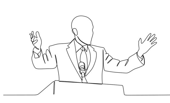 Female Leader Holding A Speech Drawing HighRes Vector Graphic  Getty  Images