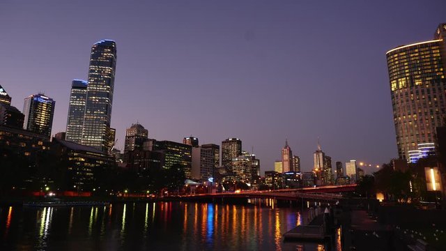 Time lapse of Melbourne Australia CBD sunset