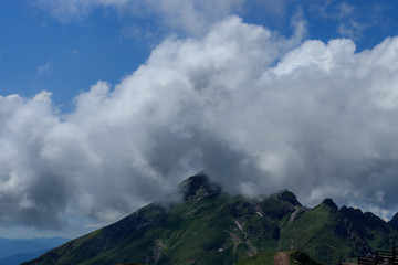 clouds in the mountains
