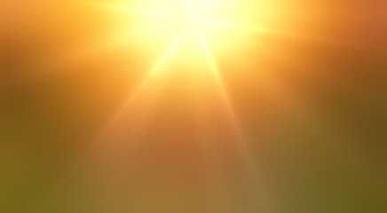 Obraz premium Sunshine on yellow green blurred background. Hot summer abstract illustration. Bright rays defocused pattern. 