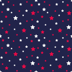 white and rad star pattern on navy blue 