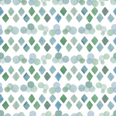 Abstract geometric seamless pattern. Hand-painted watercolor drawing.