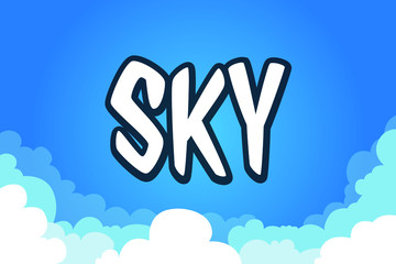 Fototapeta premium Cielo azul con nubes inferiores y título central