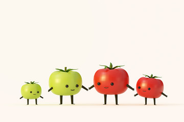tomato and friend cute cartoon character design, garden plant vegetable.