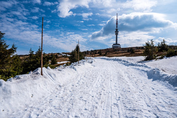 view of the transmitter on Mount Praded in Jeseniky mountains, czech