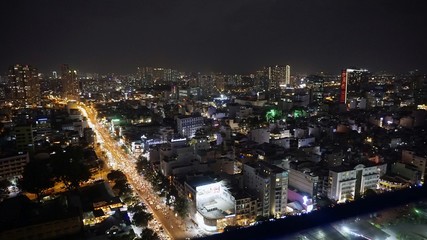 Fototapeta na wymiar skyline of ho chi minh city at night