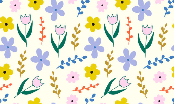 set of simple summer flowers drawings. abstract flower illustration. hand drawn vector art. pater illustration