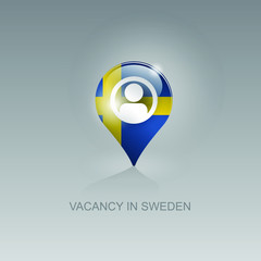 3d image of a geo location symbol on a gray background. Job search and vacancies in SWEDEN. Design for banners, posters, web sites, advertising. Vector illustration, isolated object.