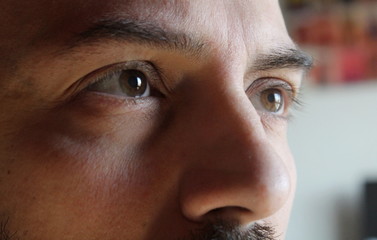 Sguardo intenso di un bel ragazzo - occhi castani