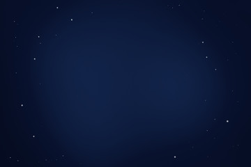 The stylized night sky is dark blue with stars. With a place to insert text in the middle. Abstract blue picture.