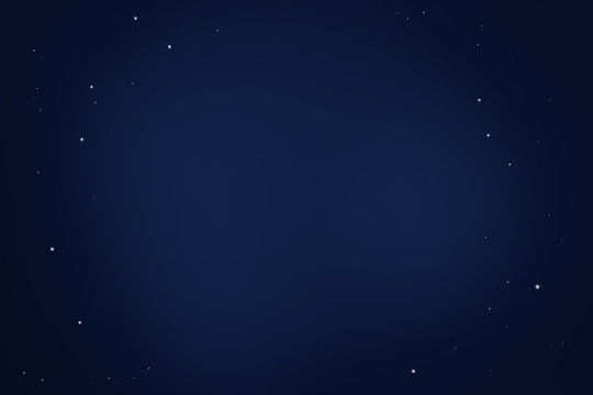 The stylized night sky is dark blue with stars. With a place to insert text in the middle. Abstract blue picture.