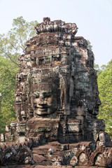 Fototapeta premium A Face at Bayon Temple In Angkor Wat, Cambodia