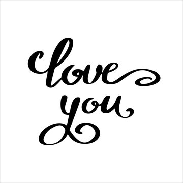 Love you lettering on white background