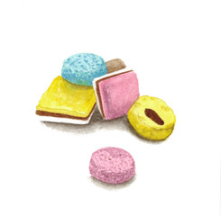 Watercolor licorice allsorts candies