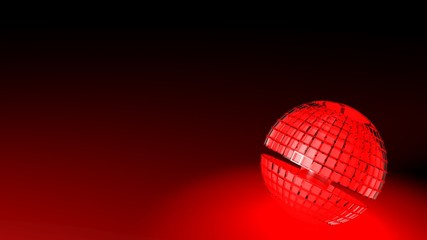 Hot red lighting sphere on black background - 3D rendering illustration