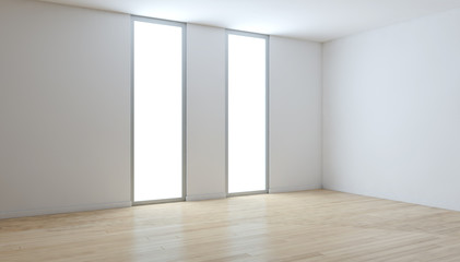 Large luxury modern minimal bright interiors room mockup illustration 3D rendering