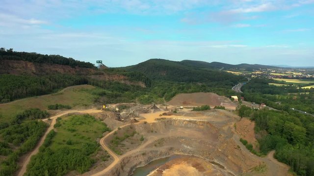 Aerial view of excavations in rular area of Rinteln, Germany 