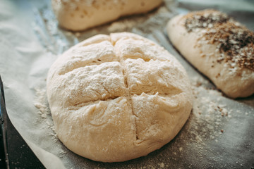 Uncooked bread before being baked