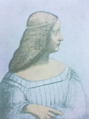 Isabella D'Este by  Leonardo da Vinci in the vintage book Leonardo da Vinci by A.L. Volynskiy, St....