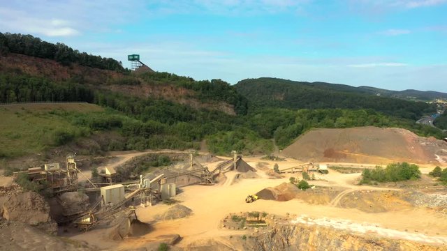 Aerial view of excavations in rular area of Rinteln, Germany 