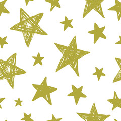 vector seamless pattern. gold star on white background. for textile, wallpaper, office, wrapping