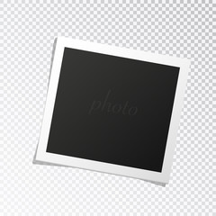 Square photo frame template with shadows isolated on transparent background. vector illustration