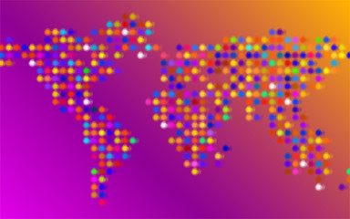 Vector world map illustration with colorful circles