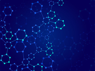 Abstract molecular structure, scientific geometric background. Technology hexagons structure. Vector illustration
