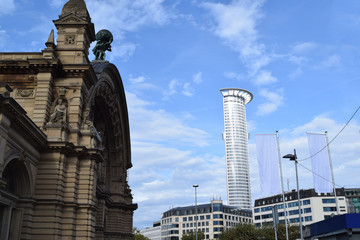 Fototapeta na wymiar Cityscape in front of Frankfurt Central Station, Germany