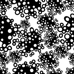 Vector pattern with round elements in black. Abstract seamless pattern on a white background. Designs for wallpapers, fabrics, textiles, websites, shops, labels, templates, banners and advertising.
