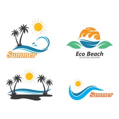 palm tree summer  logo icon vector illustration
