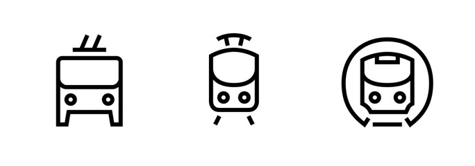 Train, Metro, Tram, Trolleybus icons. Editable Line Vector.