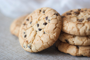 baked cookies with chocolate chips