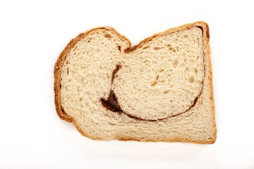 Slice of loaf bread on an isolated white background