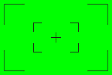 Green screen, chromakey background. Blank green background with VFX motion tracking markers. Screen of modern digital camcorders. Chroma Keyboard for keyboards, graphics and video effects