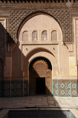 Fototapeta na wymiar Islamic college Ben Youssef Medersa in Marrakesh, Morocco