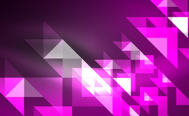 Obraz premium Abstract background, mosaic triangle pattern with transparent effects on glowing neon shiny backdrop. Vector Illustration For Wallpaper, Banner, Background, Card, Book Illustration, landing page