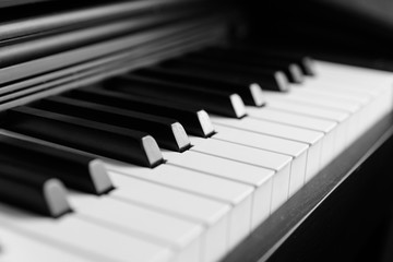 piano keys in monochrome