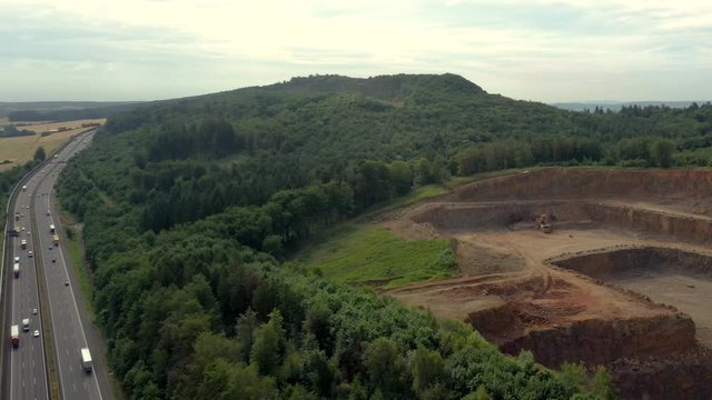 Aerial view of excavations in rular area of Rinteln, Germany 