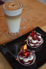 coffee latte with dessert