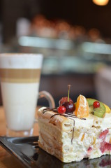 coffee latte with dessert