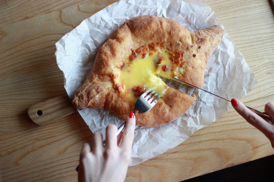 Georgian cheese-pie (khachapuri)