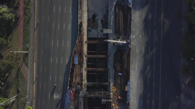 April 26, 2020 - Commonwealth Avenue, Quezon City. An aerial video of the usually busy Commonwealth Avenue in Quezon City, Philippines during the government imposed Enhanced Community Quarantine.