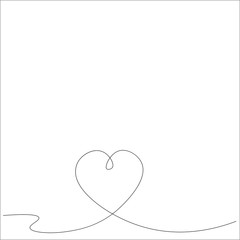 Heart one line drawing, vector illustration