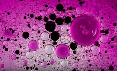 Pink, red and transparent drops.