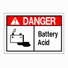 Danger Battery Acid Symbol Sign, Vector Illustration, Isolated On White Background Label. EPS10