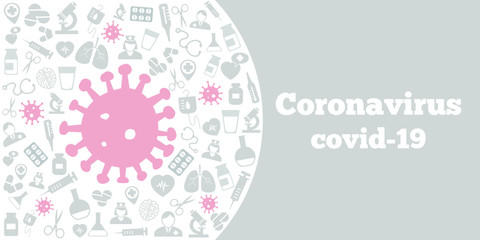 Coronavirus and medical icon design template banner brochure