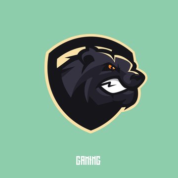Black bear mascot logo design with modern illustration concept style for badge, emblem and t shirt printing. Angry bear illustration for sport and e-sport team