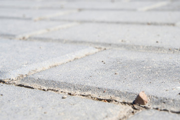 Close-up concrete cement rectangular road tile