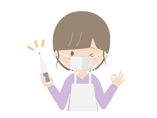 Girl holding a thermometer